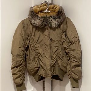 Jacket with fake fur hood
